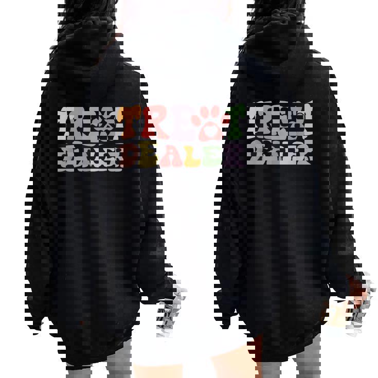 Retro Groovy Treat Dealer Dogs Owner Treats Pet Dog Lover Women Oversized Hoodie Back Print Retro Groovy Treat Dealer Dogs Owner Treats Pet Dog Lover Women Oversized Hoodie Back Print