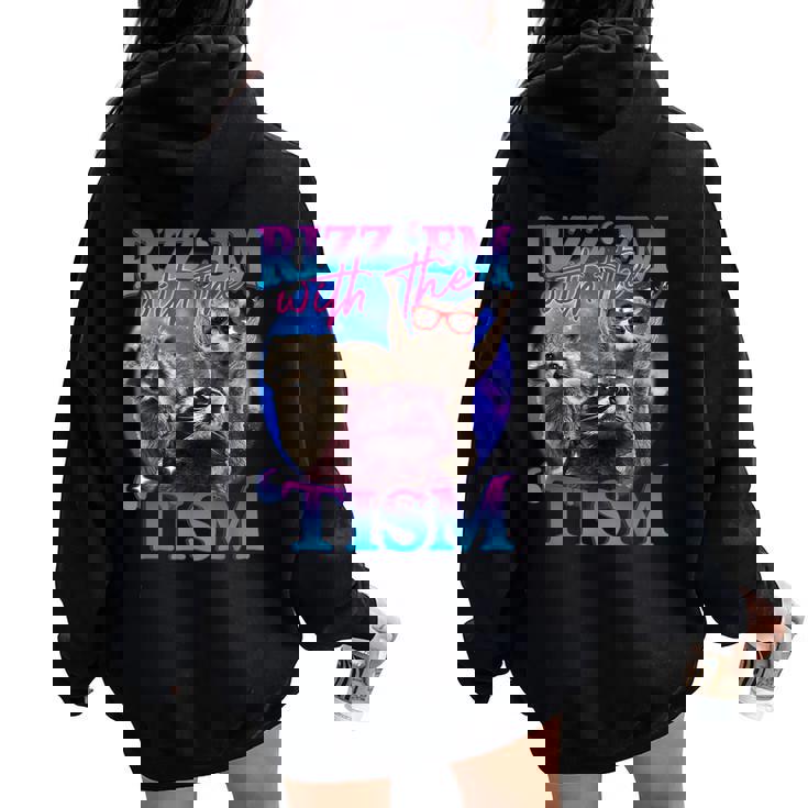 Retro Raccoon Meme Hoodie | Oversized Women’s Back Print