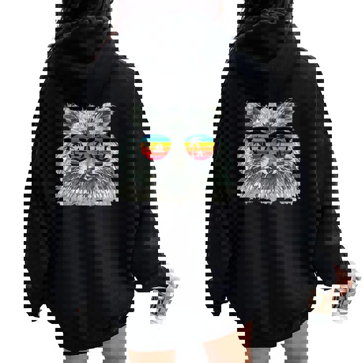 Retro Raccoon Oversized Hoodie - Sunglasses Design for Animal Lovers