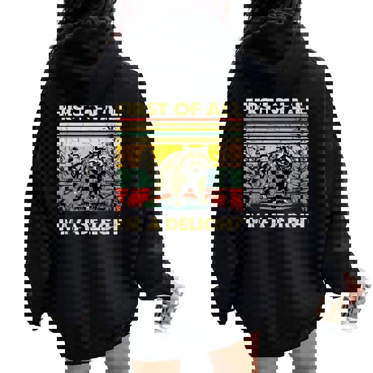 Retro Raccoon Women's Oversized Hoodie – Back Print – Fun & Bold
