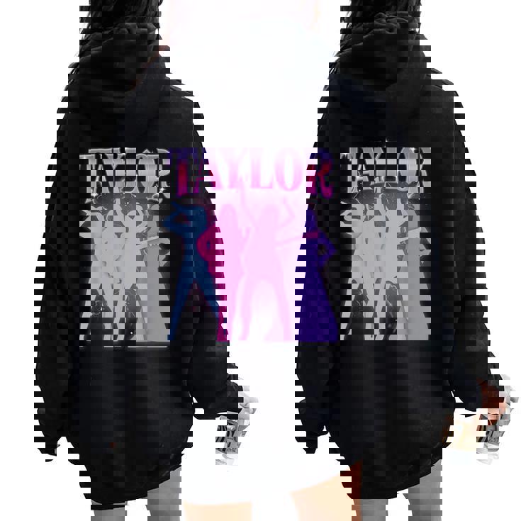 Retro Taylor First Name Personalized Birthday Girl Party Women Oversized Hoodie Back Print