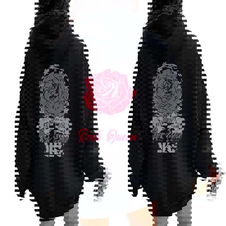 Rock Queenibes Guitarraintage Rose Rock Music Women Oversized Hoodie Back Print