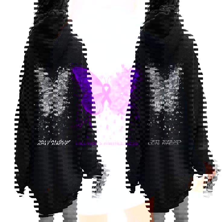 Ruban De Sensibilisation Pour Motif Papillon Sweat à capuche oversize pour femme avec imprimé dans le dos