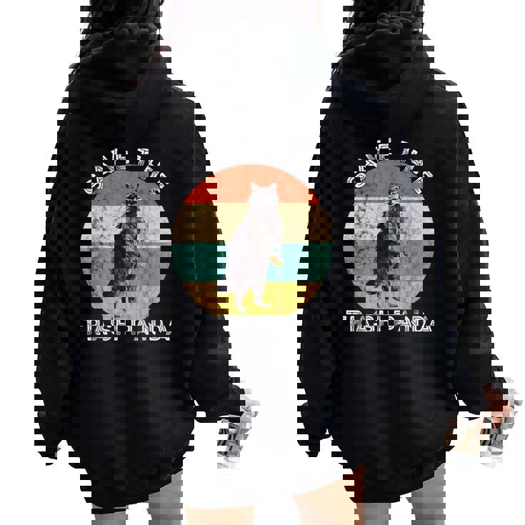 Save the Trash Panda Raccoon Hoodie - Retro Sunset Hoodie for Women