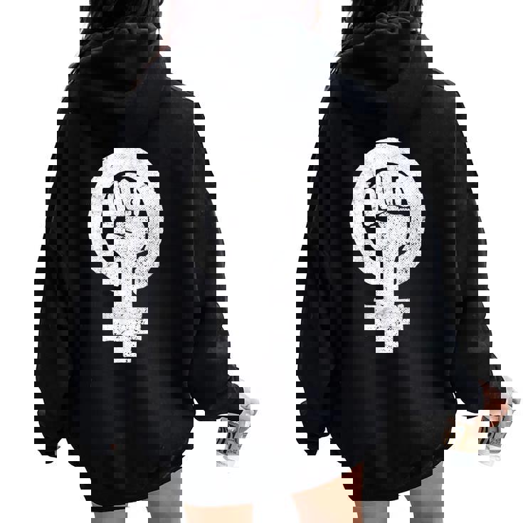 Símbolo Feminista Derechos Es Retrointage Grunge Women Oversized Hoodie Back Print