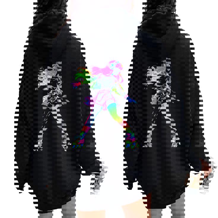 Skating Girl Roller Skater Disco 70 80 Retro Party Women Oversized Hoodie Back Print