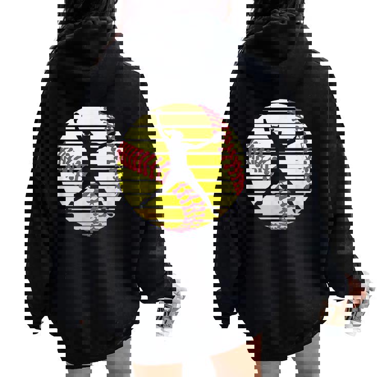 Softball Pitcher Women Girls Fast Pitch Player Graphic Women Oversized Hoodie Back Print