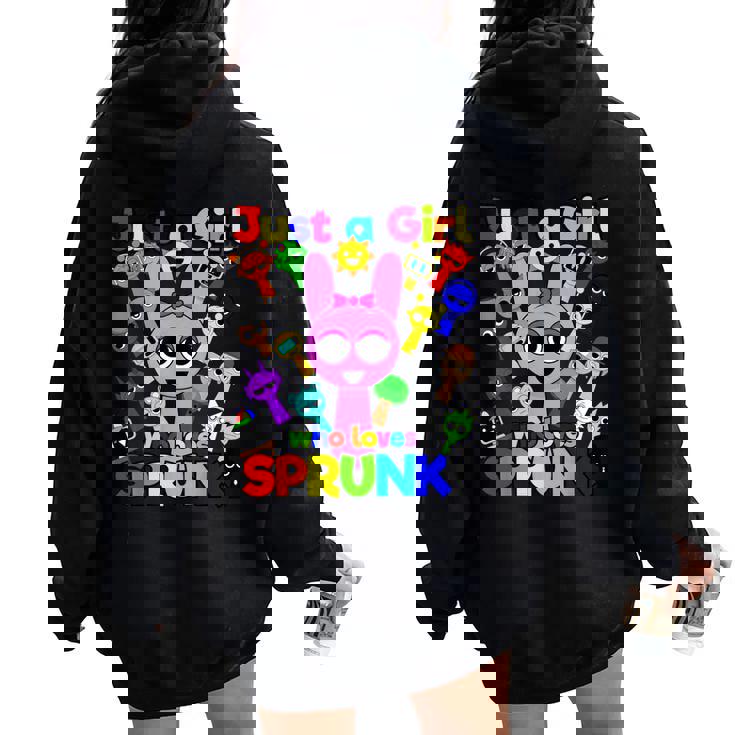 Sprunki Girls Fan Just A Girl Who Loves Sprunki Beats Women Oversized Hoodie Back Print
