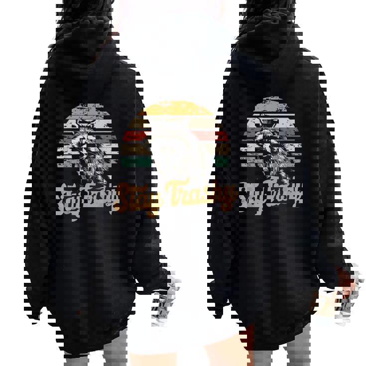 Stay Trashy Opossum & Raccoon Meme Women's Oversized Hoodie - Back Print