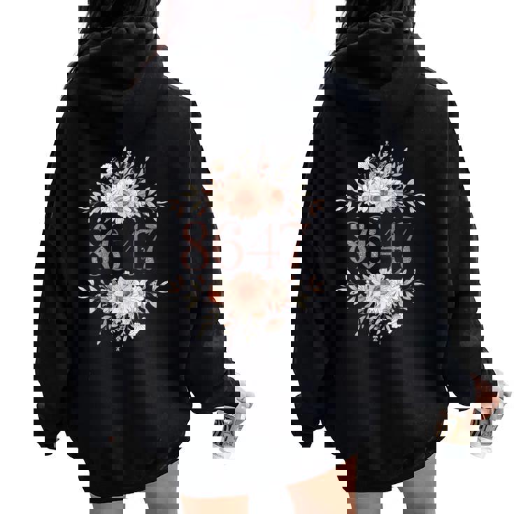 Subtle Anti Trump 8647 Flower Floral Boho President Liberal Women Oversized Hoodie Back Print