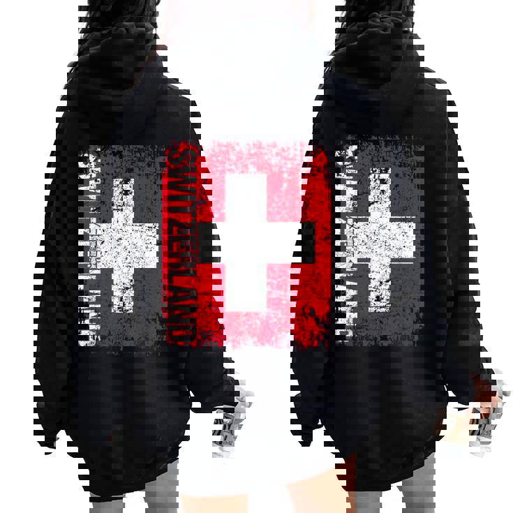 Suiza Bandera Hombres Es Niños Suiza Women Oversized Hoodie Back Print