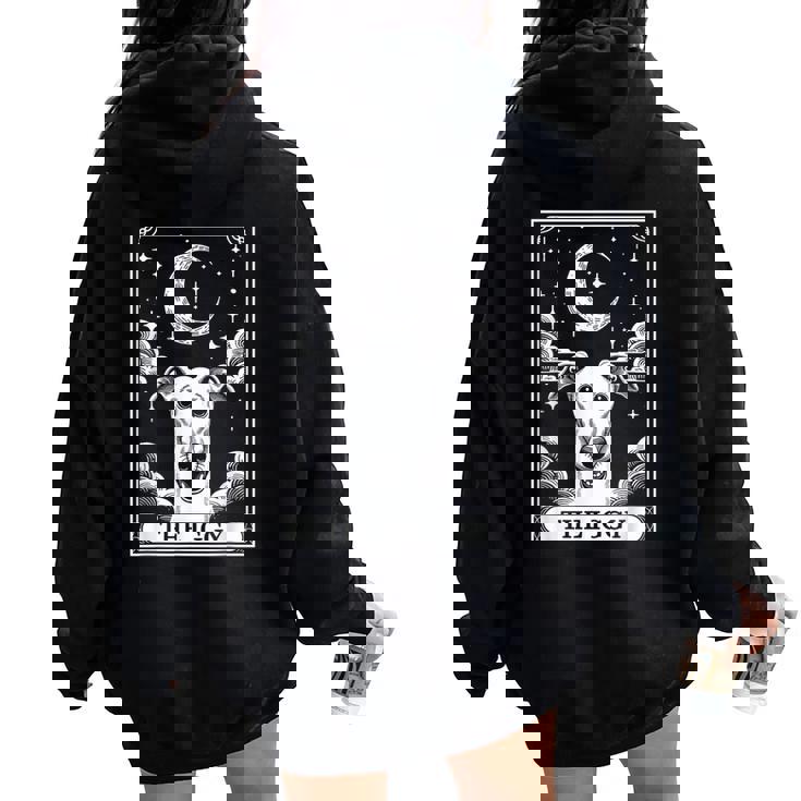 Tarot Card Vintage Crescent Moon Italian Greyhound Dog Mom Women Oversized Hoodie Back Print