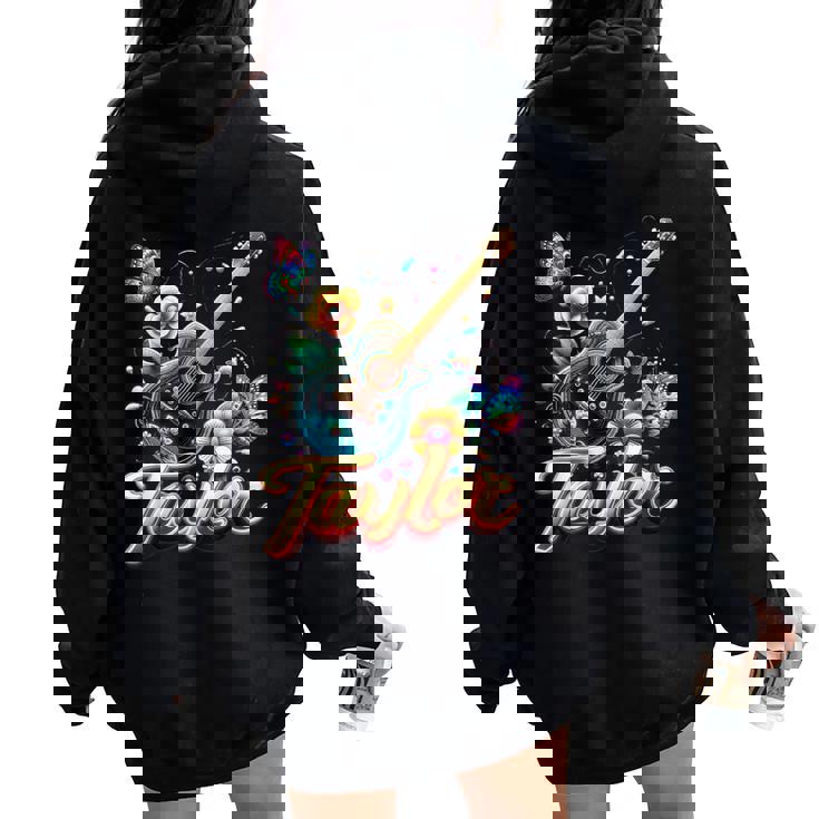 Taylor Primer Nombre I Love Taylor Girls Groovy Birthday Y2k Women Oversized Hoodie Back Print