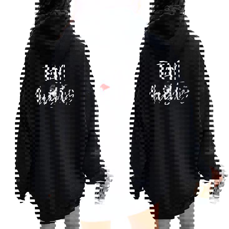 Team Naughty Christmas Family Matching Pajamas Women Oversized Hoodie Back Print