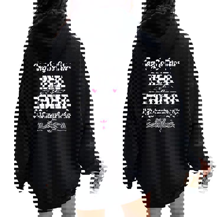 Tengo Dos Titulos Prima Y Madrina Regalo Familiar Español Women Oversized Hoodie Back Print