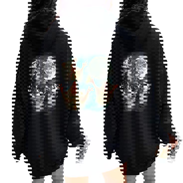 Three Possum Moon Women’s Oversized Hoodie - Cursed Meme Back Print