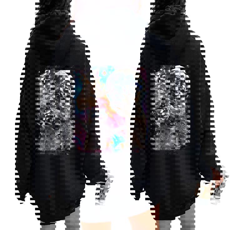 Three Racoon Moon 3 Racoon Moon Cursed Meme Women Oversized Hoodie Back Print Three Racoon Moon 3 Racoon Moon Cursed Meme Women Oversized Hoodie Back Print