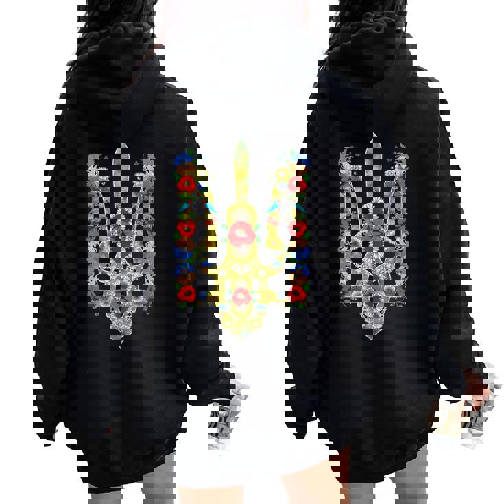 Ucraniano Trysub Girasol Retro Floral Ucraniayshyvanka Women Oversized Hoodie Back Print