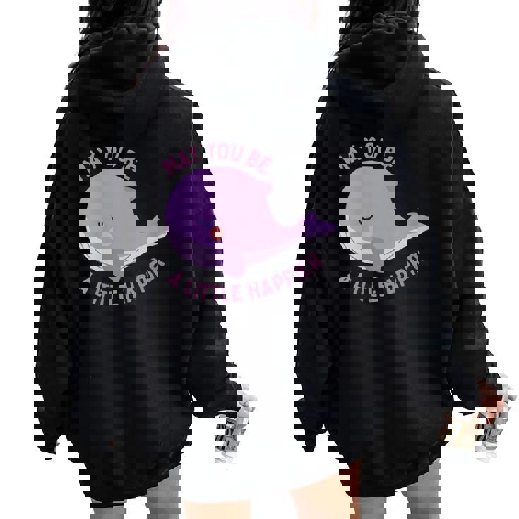 Una Ballena De Peluche Tinytan Poco Más Feliz Cuello Women Oversized Hoodie Back Print
