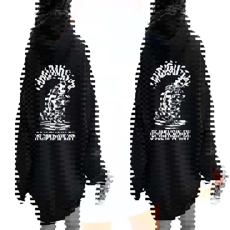 Undiagnosed But Something Ain't Right Cowboy Raccoon Women Oversized Hoodie Back Print Undiagnosed But Something Ain't Right Cowboy Raccoon Women Oversized Hoodie Back Print