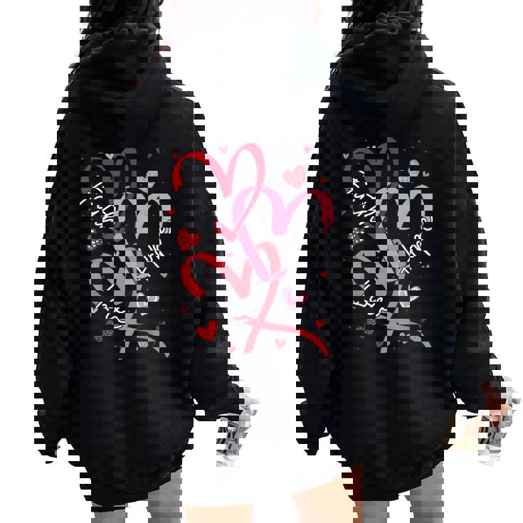 Valentine's Day Christian Faith Hope Love Hearts Religious Women Oversized Hoodie Back Print