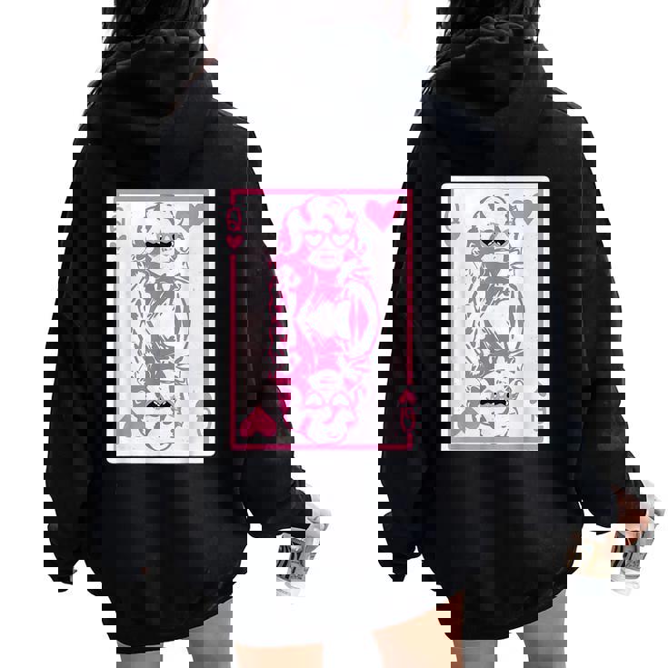 Valentine's Day Queen Of Hearts Cute Pink Dolly Valentine Women Oversized Hoodie Back Print