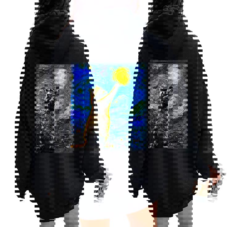 Van Gogh Raccoon Hoodie - Starry Night Design for Women