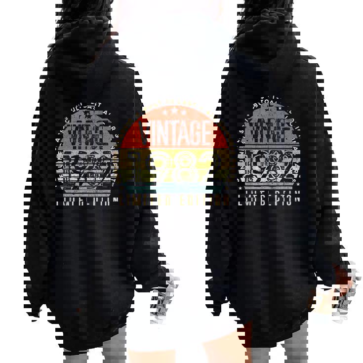 Vintage 1982 Edición Limitada Retro Hecho En 1982 Hombres Es Women Oversized Hoodie Back Print