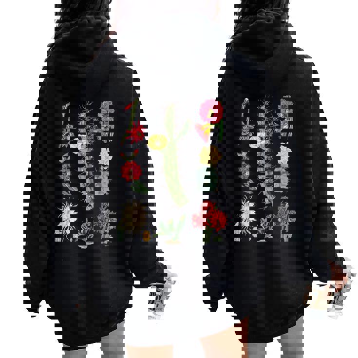 Vintage Botanicalintage Cactusintage Flower Botany Women Oversized Hoodie Back Print