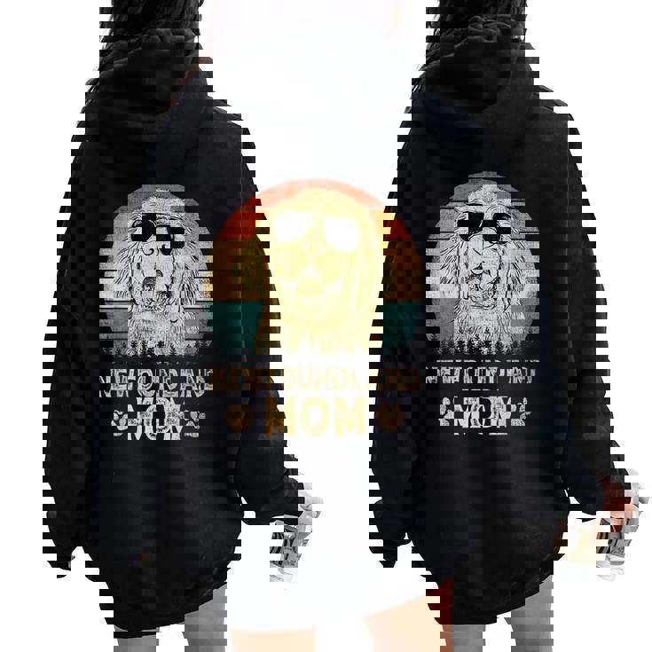 Vintage Newfoundland Mom Dog Lovers Mother's Day Women Oversized Hoodie Back Print