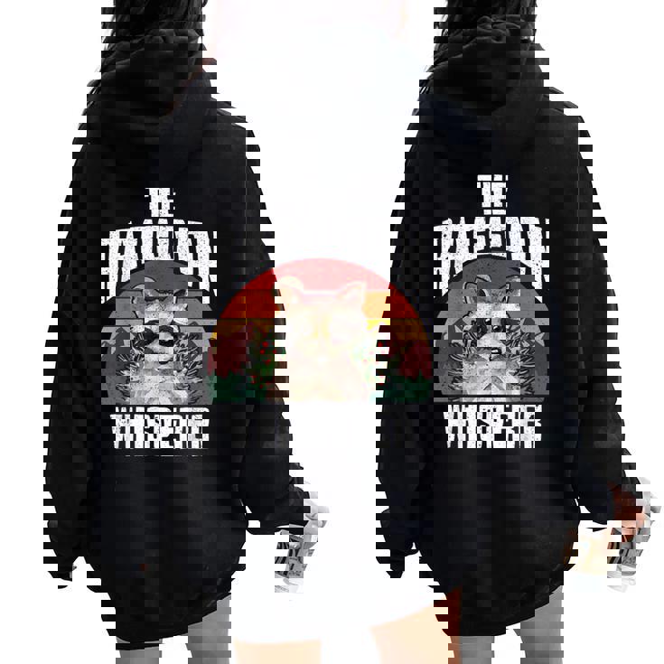 Vintage Raccoon Lover Oversized Hoodie for Women | Retro Back Print