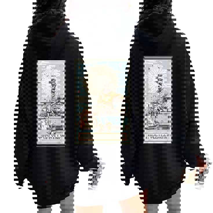 The Volleyball Mom Skeleton Tarot Card Game Day Mother's Day Women Oversized Hoodie Back Print
