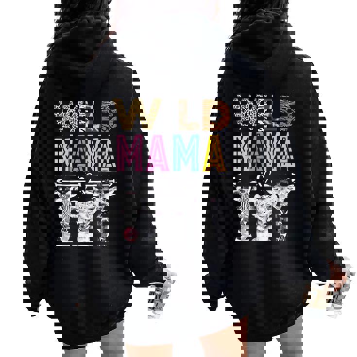 Wild Mama Zoo Theme Birthday Safari Jungle Fiesta A Juego Women Oversized Hoodie Back Print
