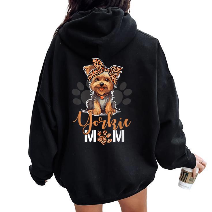 Yorkie Mom Yorkshire Leopard Dog Lovers Día De La Madre Women Oversized Hoodie Back Print