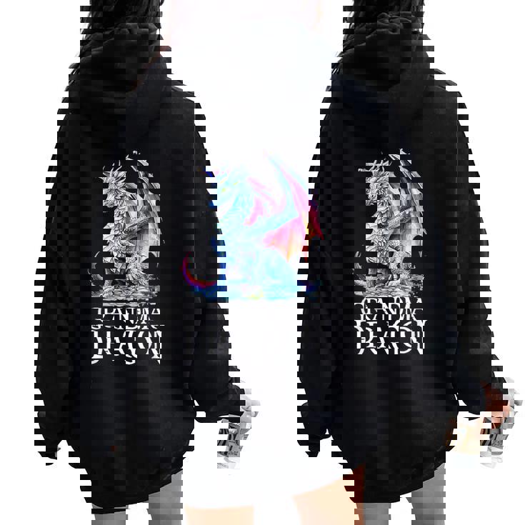 Grandma Dragon Grandmother Dragons Lover Mother's Day Xmas Women Oversized Hoodie Back Print