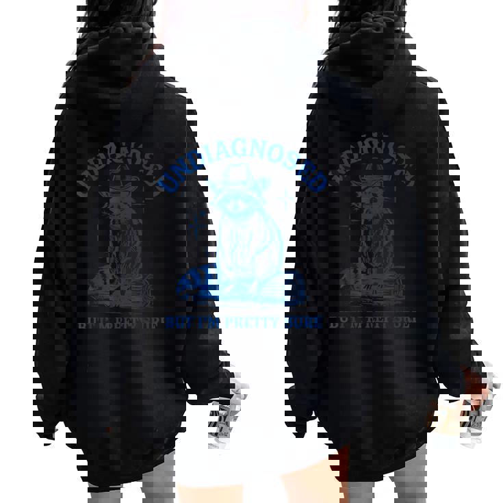 Cowboy Raccoon Meme Women's Oversized Hoodie - Fun Back Print