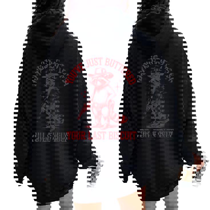 Cowboy Raccoon Women’s Oversized Hoodie | Fun & Unique Back Print