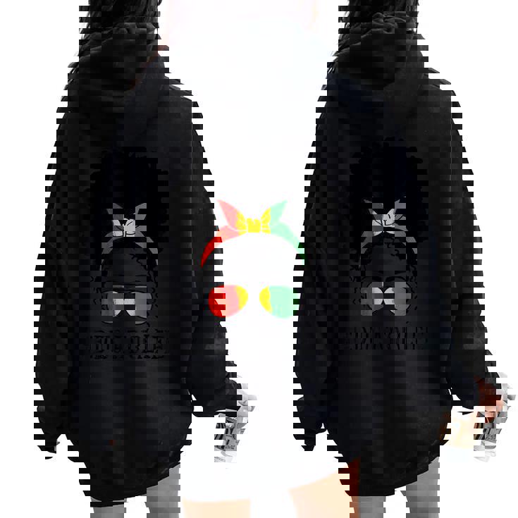 Educator African Women Messy Bun History Month Culture Women Oversized Hoodie Back Print