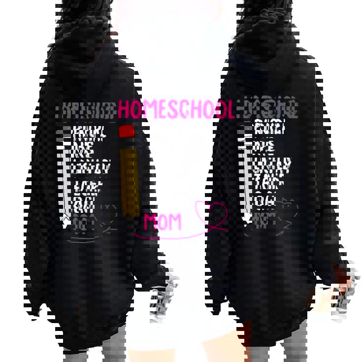 Home-School Mom Homeschooling Mama Mommy Mother Women Women Oversized Hoodie Back Print