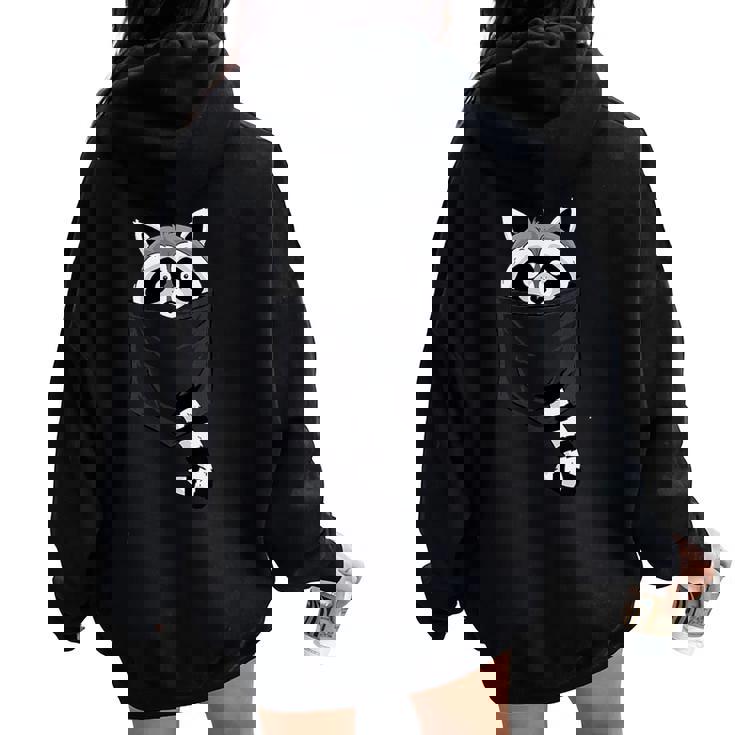 Raccoon Carton Oversized Hoodie | Casual Women's Sleeve Back Print