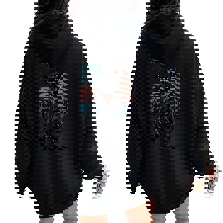 Raccoon Cowboy Vintage Oversized Hoodie | Western Back Print