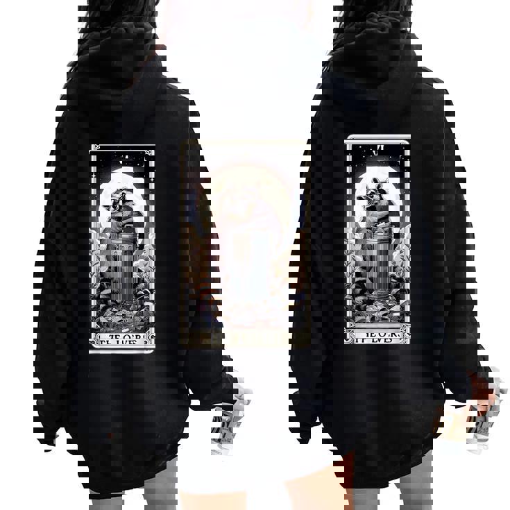 Raccoon Tarot Card The Lovers Raccoon Women Oversized Hoodie Back Print