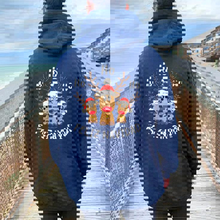 Reno Navideño Feliz Navidad Ho Ho Alce Cuello Women Oversized