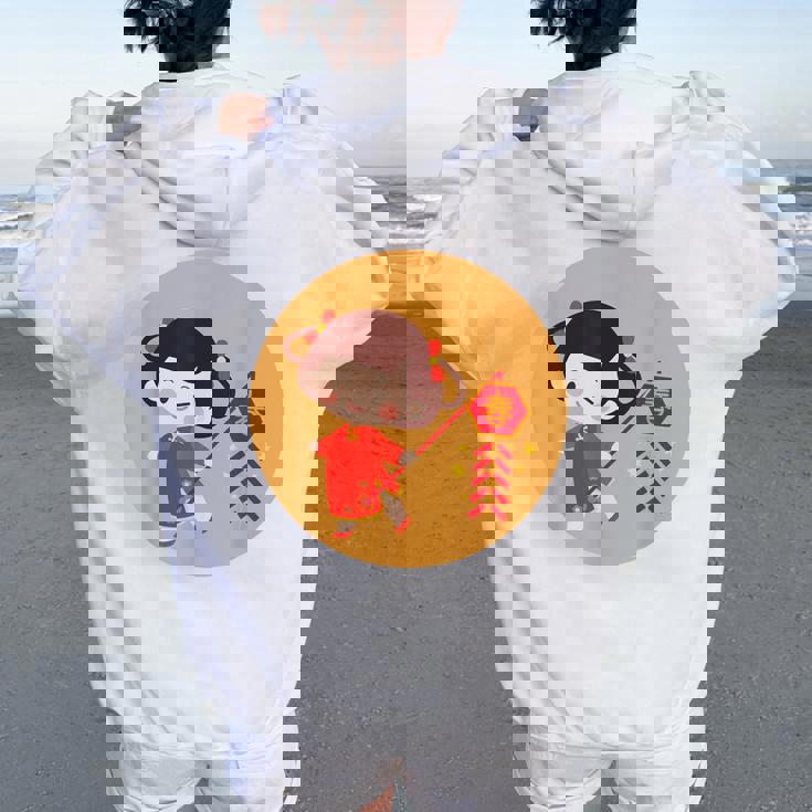 Adorable Chinese New Year Girl Women Women Oversized Hoodie Back Print Adorable Chinese New Year Girl Women Women Oversized Hoodie Back Print