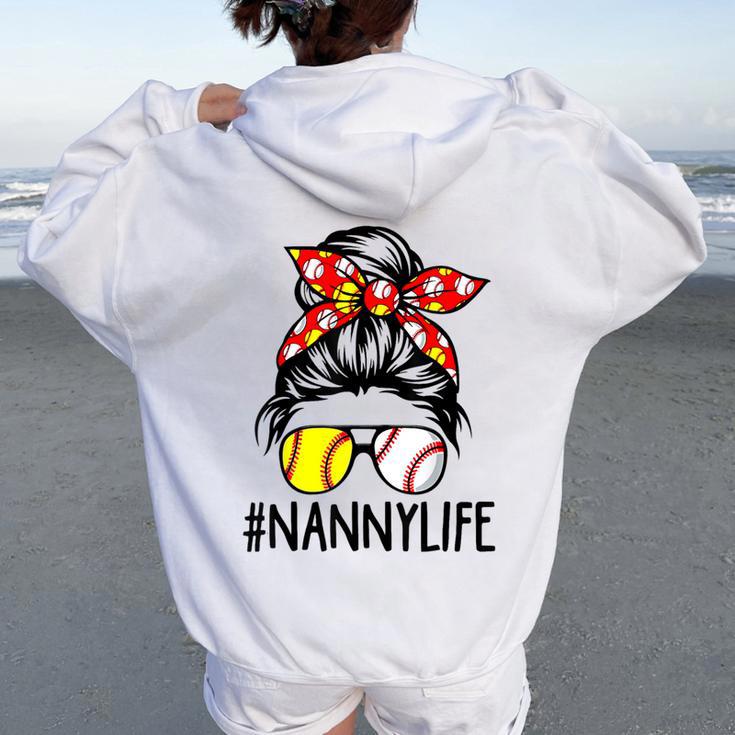 Nanny Life Softball Baseball  Women Oversized Hoodie Back Print