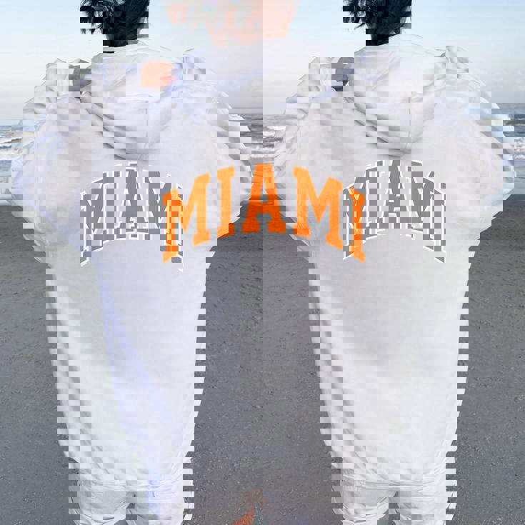 Retro Miami Miami Vintage Classic Orange Green Fl Women Oversized Hoodie Back Print