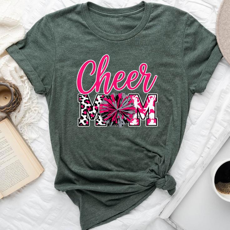 Cheer Mom Hot Pink Black Leopard Letters Cheer Bella Canvas T-shirt