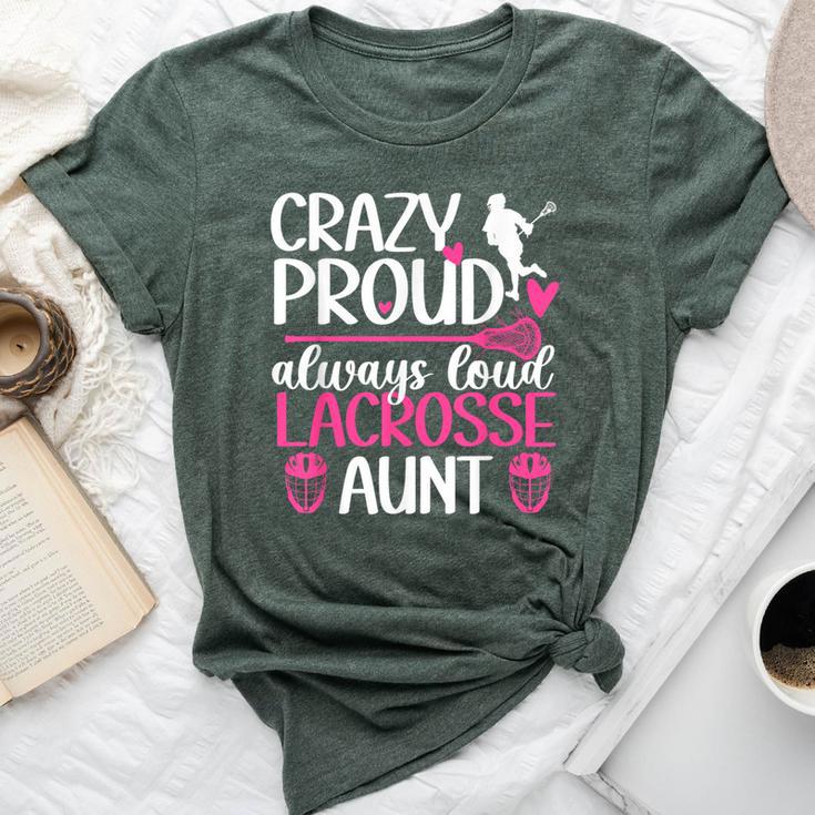 Crazy Proud Lacrosse Aunt Of A Lacrosse Player Auntie Bella Canvas T-shirt