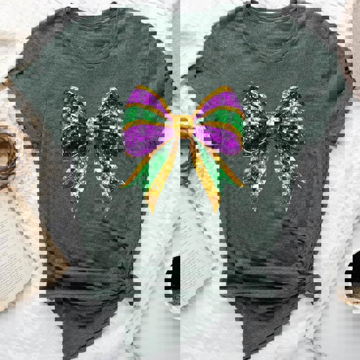 Mardi Gras Coquette Bow Fat-Tuesday New Orleans Girls Bella Canvas T-shirt