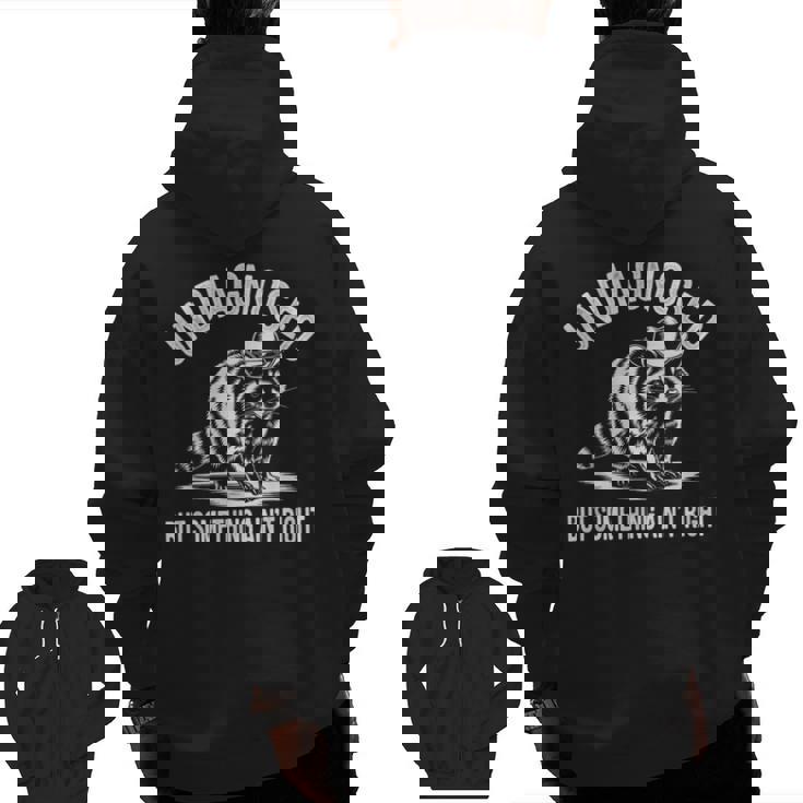 Cowboy Raccoon Men's Zip-Up Hoodie - Unique Back Print for Uncertain Times